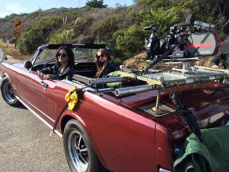 Commercial film production behind the scenes super 35mm film camera car rig hostess tray amber 2015.jpg